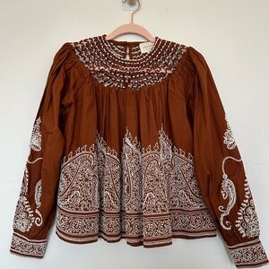 Sezane Sunday Embroidered Blouse NWOT Size S